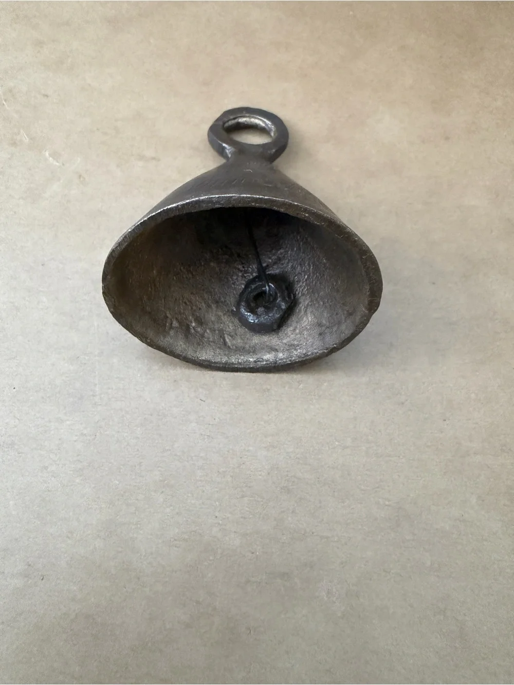 Vintage mid-century hand-crafted brass cone bell India unpolished 3”